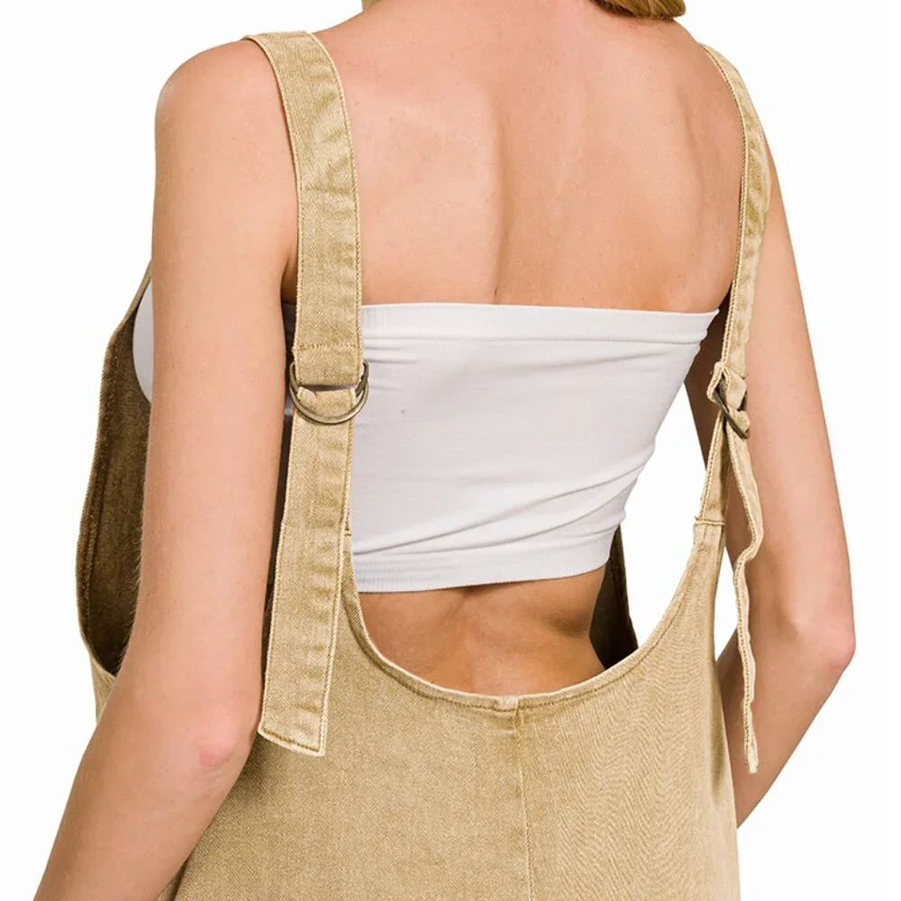 Overalls  ADJUSTABLE STRAP JUMPSUIT WITH POCKET | Lt. Camel - Picture 7 of 7